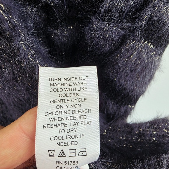 Trucloth Womens XS Metallic Purple Striped Eyelash Open Front Cardigan Boho - Picture 11 of 14